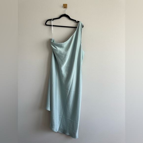 Eloquii Asymmetrical Satin Dress – Size 24 – Seafoam Green Plus Size Dress - Picture 5 of 6